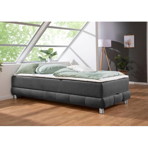 Boxspringbett HOME AFFAIRE "Vaasa", grau (anthrazit), B:96cm L:206cm, Komplettbetten, Boxspringbett, für Dachschrägen geeignet, inkl. Bettkasten und Topper