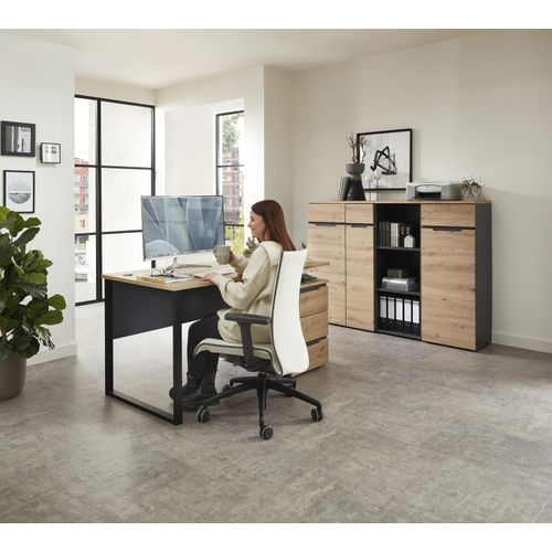 Schreibtisch INNOSTYLE, braun (artisan eiche, schwarz, artisan eiche), B:150cm H:77cm T:73cm, Tische, Schreibtisch