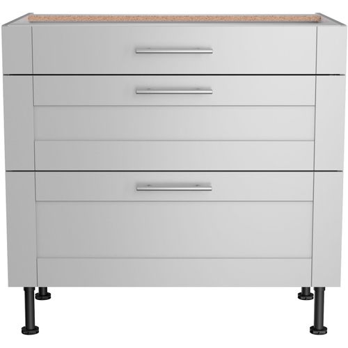 Kochfeldumbauschrank KOCHSTATION "KS-Ahus", grau (hellgrau matt, hellgrau), B:90cm H:87cm T:58,4cm, Schränke, Kochfeldumbauschrank, Breite 90 cm