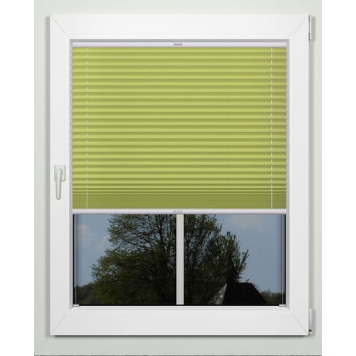 Plissee INDEKO "simple", grün (grün, weiß), B:71cm H:130cm, Obermaterial: 94% Polyester, 6% sonstige Fasern, Plissees, Plissee, nach Maß