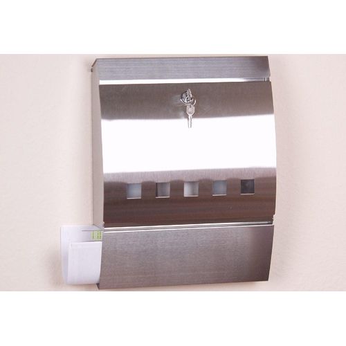 Wandbriefkasten "Briefkasten", silber (silberfarben), B:310mm H:400mm T:100mm, Edelstahl, HOFMANN LIVING AND MORE, Briefkästen, Wandbriefkasten, aus Edelstahl