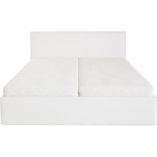 Polsterbett, weiß, B:190cm L:210cm, Bezug Bett: Kunstleder;Bonnell-Federkernmatratze: Baumwoll-Mischgewebe (51% Polypropylen, 39% Polyester, 10% Baumwolle);Kaltschaummatratze: 100% Polyester, Bezug abnehm- und waschbar bis 60C Polyester), WESTFALIA SCHLAFKOMFORT, Betten, Polsterbett, inkl. Bettkasten bei Ausführung mit Matratze