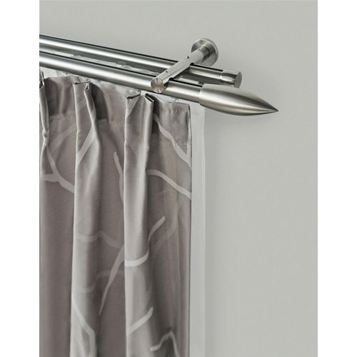 Gardinenstange GARESA "CARTOUCHE", silber (edelstahlfarben), L:340cm, Metall, Gardinenstangen, Gardinenstange, Vorhanggarnitur, verlängerbar, Wandmontage, edelstahl optik