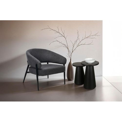 Beistelltisch BYLIVING "Cone", schwarz (schwarz, schwarz, schwarz), H:60cm, Tische, Beistelltisch, aus Massivholz in schwarz oder white wash, verschiedenen Größen
