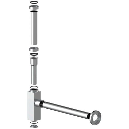 Siphon KIRCHHOFF "Design-Siphon", weiß, Ø:3,2cm, Messing, Siphons, Siphon, Flaschensiphon, Wandrohr 30cm, Chrom, 1 1/4" x 32 mm