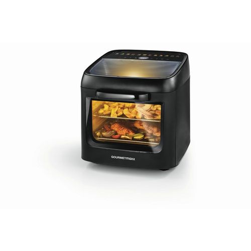 Gourmetmaxx Minibackofen GOURMETmaxx, Schwarz, Metall, Kunststoff, 33.7x35.5x44.6 cm, herausnehmbares Krümelblech, akustisches Signal Ein-/Aus, Display, elektronischer Timer, Innenbeleuchtung, elektronische Temperaturregelung, Küchengeräte, Sonstige Küchengeräte