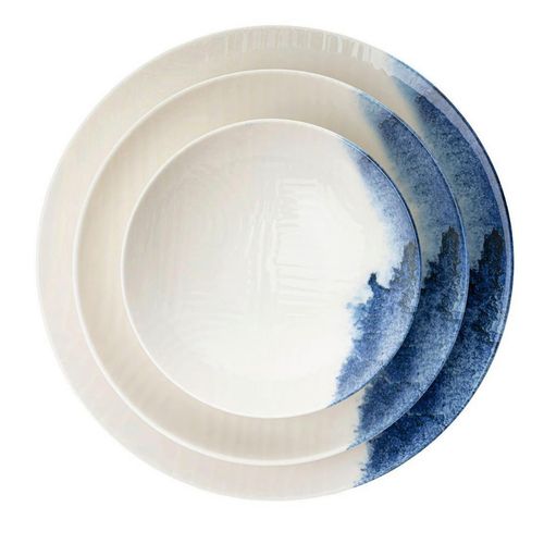 Kombiservice, Blau, Weiß, Keramik, 24-teilig, lebensmittelecht, Essen & Trinken, Geschirr, Geschirr-Sets, Kombiservice