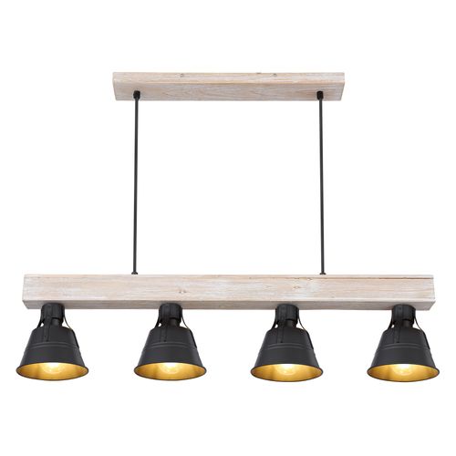 GLOBO LIGHTING Hängeleuchte "GÜNTHER", naturfarben, H: 85cm, 1 Stk., Leuchten, Hängelampe Holz naturfarben schwarz Textilkabel Esszimmer, Hängeleuchte