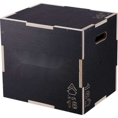 Plyometrische Sprungbox - 3-in-1 - 20/18/16 Zoll Plyobox, Sprungkasten Sprungkiste 204 kg Tragfähigkeit, Fitnessübungs-Step-Up-Box für Heimtraining, Sprungkrafttraining - Schwarz - Einstellbare Höhe