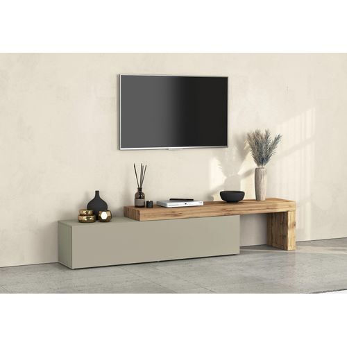 Lowboard OTTO HOME "Chronos TV-Board, TV-Schrank", braun (taube, eiche wotan), B:270cm H:51cm T:40cm, Sideboards, Lowboard, Breite 270 cm TV-Board,Lowboard,1 Klappe und ein L-Förmiger Aufsatz