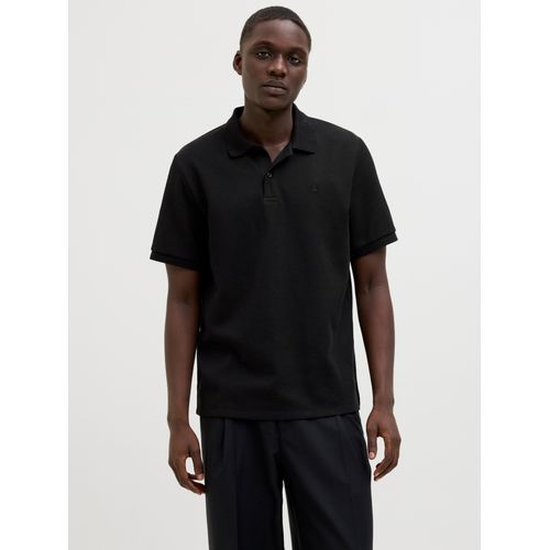 Poloshirt JACK & JONES "JJEAUSTIN POLO SS NOOS", Herren, Gr. M, schwarz detail:classic, Jersey, Obermaterial: 58% Polyester, 40% Baumwolle, 2% Elasthan, unifarben, regular fit normal, ohne Ausschnitt, gerader Abschluss, Shirts Poloshirt, Materialmix, regular fit