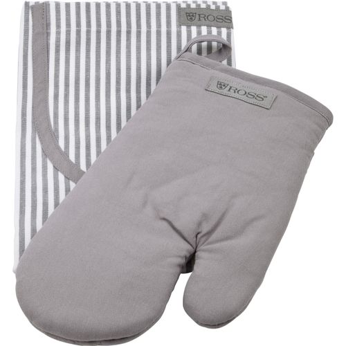 Grillhandschuhe ROSS "Exclusiv", silber (silberfarben), 100% Baumwolle, Topflappen, Grillhandschuhe, inkl. Latzschürze, 100% Baumwolle