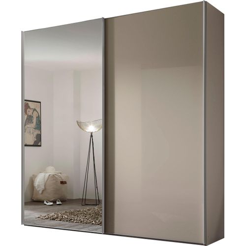 Schwebetürenschrank STAUD "Sonate Rom mit Spiegel, Made in Germany", beige (sandglas), B:200cm H:240cm T:68cm, Holzwerkstoff, Schränke, Schwebetürenschrank, Mit vier verschiedenen Ausstattungsvarianten