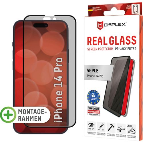 DISPLEX Displayschutzglas "Privacy Glass FC - iPhone 14 Pro", schwarz, B:12cm H:6cm T:25mm, Displayfolien, Blickschutz Displayschutzfolie Displayschutz kratzer-resistent 10H, Displayschutzglas