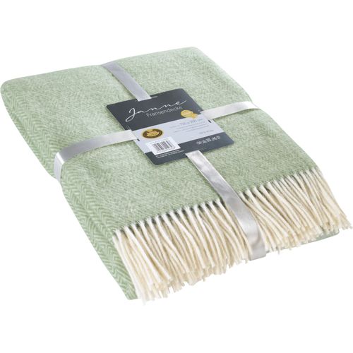 Wolldecke GÖZZE "Fransendecke Janne", grün (mint), B:150cm L:200cm, Wolle, Wohndecken, Wolldecke, mit Fransen