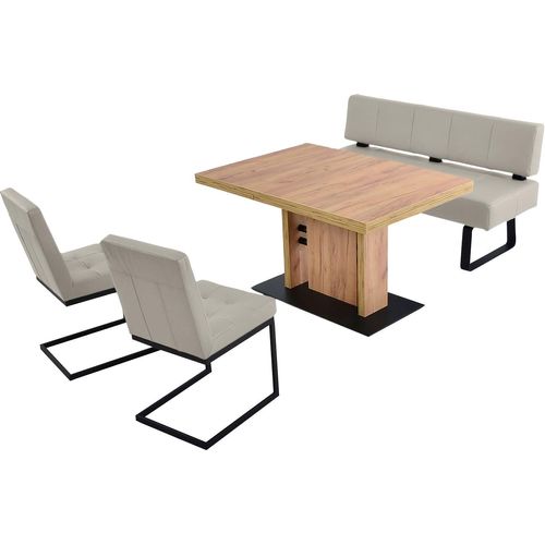 Polsterbank K+W KOMFORT & WOHNEN "Spider II", grau (delfin 85, schwarz), B:160cm H:88cm T:67cm, Sitzbänke, Polsterbank, Sitzsteppung, bequem durch Sandwichbauweise, Metallkufe in schwarz