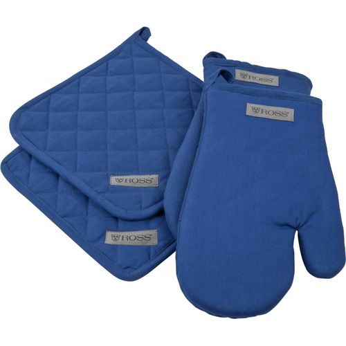 Topflappen ROSS "Exclusiv", blau, 100% Baumwolle, Topflappen, Topflappen, 2x Topflappen und 2x Grillhandschuh, 100% Baumwolle