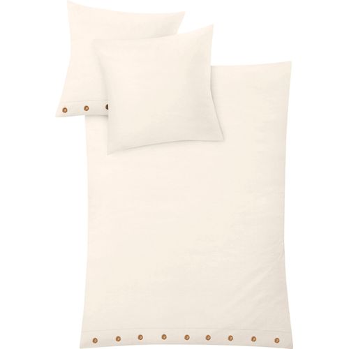 Bettwäsche KLEINE WOLKE "Leinna", weiß (wollweiß), B/L: 155cm x 220cm, 1 Stk., 1 Stk., Leinen, B/L: 80cm x 80cm, 2 Stk., Leinen, Obermaterial: 70% Baumwolle, 30% Leinen, Bettwäsche, Bettwäsche, Leinen-Mix