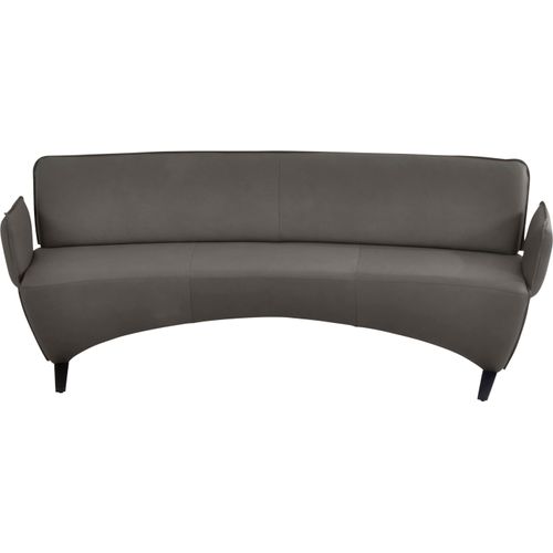 Polsterbank K+W KOMFORT & WOHNEN, grau (granit), B:216cm H:87cm T:66cm, Sitzbänke, Polsterbank, Leicht abgerundete Segmentbank im hochwertigen Leder, mit Armlehnen