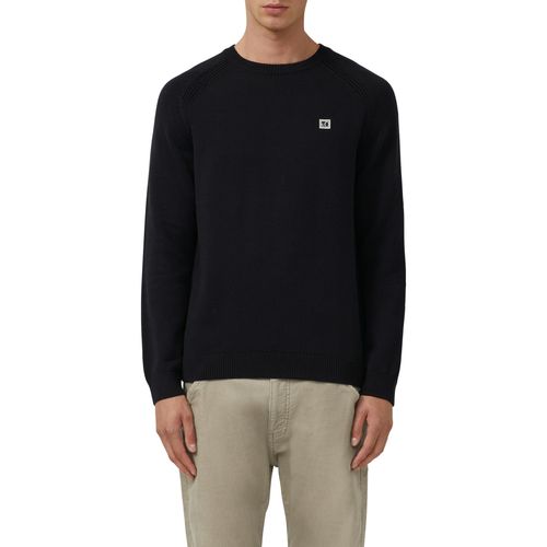 Rundhalspullover S.OLIVER, Herren, Gr. XL, schwarz, Strick, Obermaterial: 100% Baumwolle, unifarben, regular fit normal, Rundhals, Rippbündchen, Pullover Rundhalspullover, mit Logo Stickerei