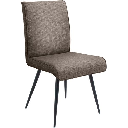 4-Fußstuhl K+W KOMFORT & WOHNEN "Giacomo I", braun (braun, schwarz), B:48cm H:91cm T:60cm, Stühle, 4-Fußstuhl, 4- Fußstuhl mit umlaufenden 4mm Keder am Rücken und Sitz, Metallfüße