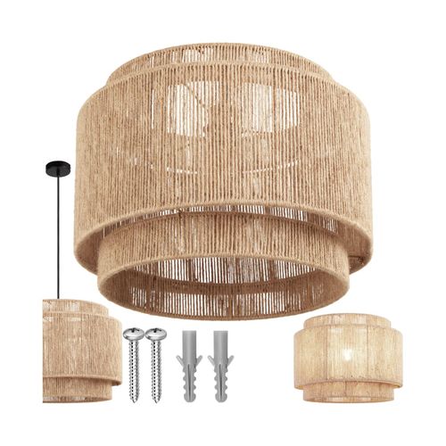 tectake® Pendelleuchte, Boho-Stil, Wickeltechnik, 40 W, Stahlgestell, 46 x 32 cm