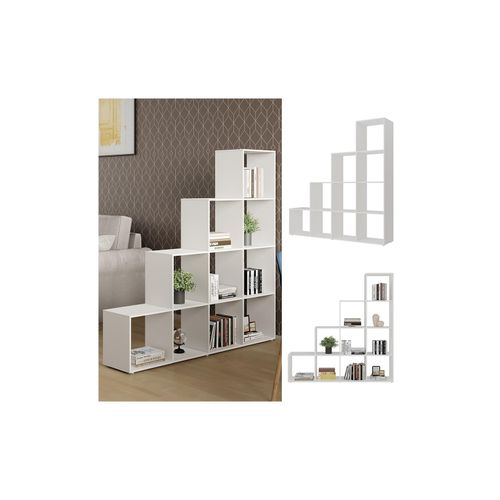 Vicco Treppenregal Aramis Weiß, 138 x 143 cm, Standregal mit 10 Fächer