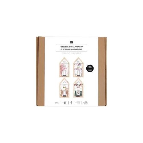 Stickpackung Vorgezeichnet, Häuser 4 Jahreszeiten, klein, in