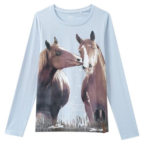 Mädchen Langarmshirt mit Pferde-Motiv