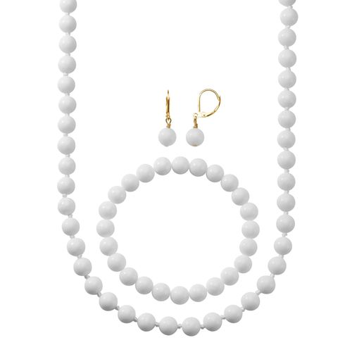 Collier-Set LADY, weiß, Halsketten, Damen, N-Groesse, Glas, Collier-Set