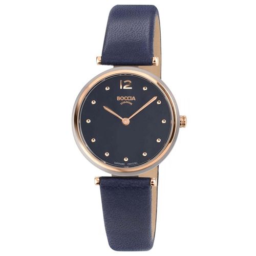 Boccia Damenuhr Dress 3349-02 Titan, Leder, teil-roségoldplattiert