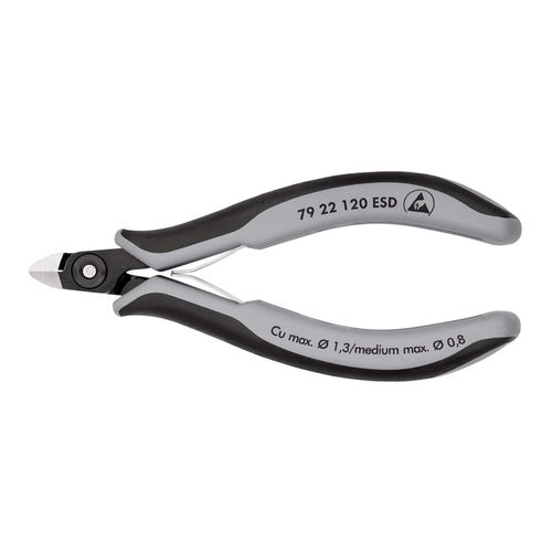 KNIPEX 79 22 120 ESD Präzisions-Elektronik-Seitenschneider ESD mit Mehrkomponenten-Hüllen brüniert 120 mm)