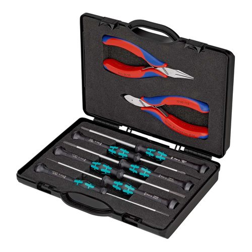 KNIPEX 00 20 18 Elektronikzangen-Set mit Werkzeugen für Arbeiten an elektronischen Bauteilen 8-teilig 215 mm)