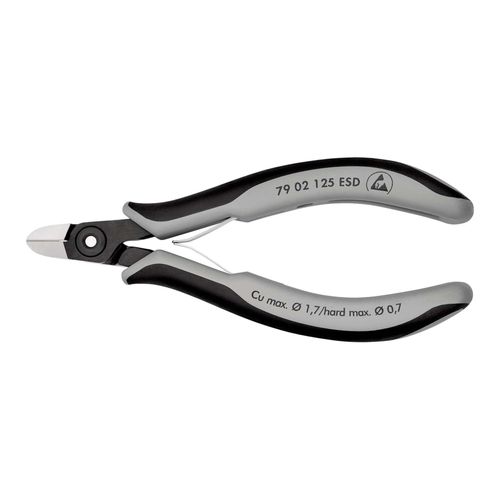 KNIPEX 79 02 125 ESD Präzisions-Elektronik-Seitenschneider ESD mit Mehrkomponenten-Hüllen brüniert 125 mm)