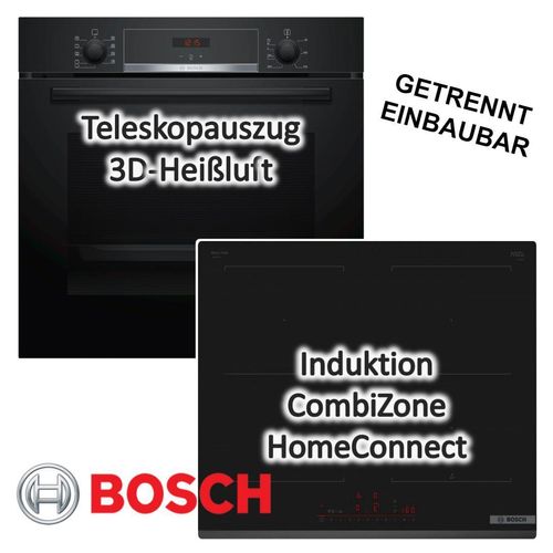 Herdset BOSCH Backofen Schnellaufheizung + Induktionskochfeld QuickStart autark 60 cm