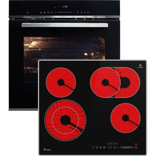 Autarkes Herdset: 60cm Einbaubackofen EB8017ED + 59cm Kochfeld CH5901AL | Katalyse | Pizzafunktion | Grill | Umluft | Heißluft | Automatik-Timer | 2-fach Wärmeschutzverglasung | SET8017CH59AL