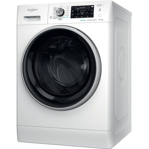 Whirlpool FreshCare FFWDD 107448 WBS IT, Frontlader, Freistehend, Weiß, Links, Schwarz, Grau, Tasten, Drehregler