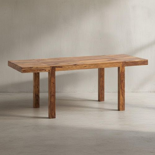 Esszimmertisch 120 - 200 cm Sheesham Massivholz Zeitlos, Küchentisch Verlängerbar, Speisetisch Groß Rechteckig Schlicht, Holztisch Esszimmer