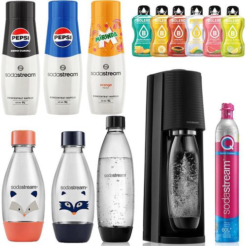 SODASTREAM TERRA SATURATOR KARTUSCHENFLASCHEN 1x 1L FUSE 2x 0,5L LH + 3x Sirup