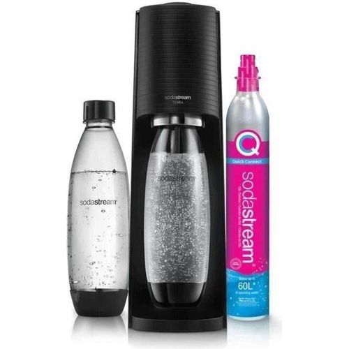 SODASTREAM TERRA Soda-Maschine, Schwarz, Inkl. 2 Spülmaschinenfeste Flaschen, 1 CO2-Zylinder 60L