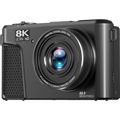 Digitalkamera 8K 88 MP 18-fach-Zoom Autofokus WiFi-Reisekamera mit 3-Zoll-Klappbildschirm Mehrere Filter Aufhellblitz für Live-Streaming Schwarz