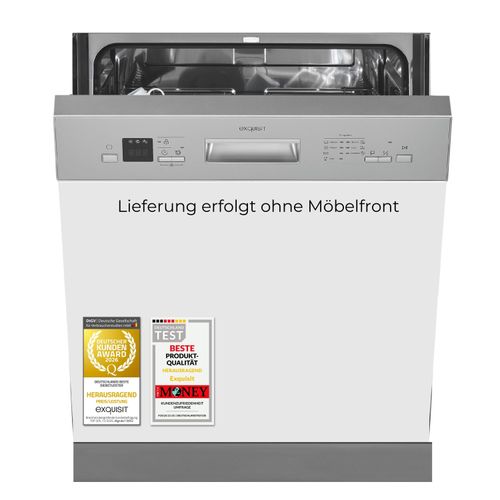 Exquisit Einbau-Geschirrspüler EGSP6312-EB-030E inox | 12 Maßgedecke, 49 dB, 7 Programme, Startzeitvorwahl, Extra-Trocknung