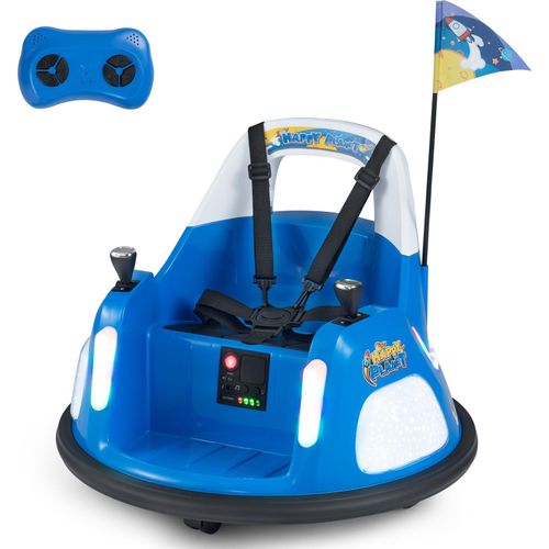 COSTWAY 12V Autoscooter Kinder 360° drehbar, 2 in 1 Elektro Bumper Car mit Musik, Licht, 2 Fahrmodi, Fernbedienung, 1,2-2 km/h, für Kinder 3-6 Blau