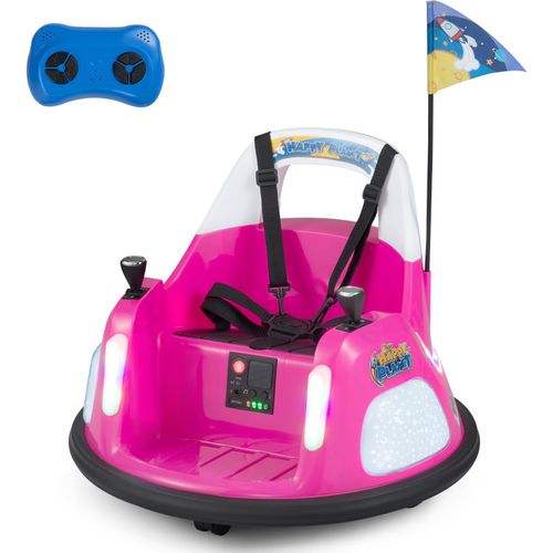 COSTWAY 12V Autoscooter Kinder 360° drehbar, 2 in 1 Elektro Bumper Car mit Musik, Licht, 2 Fahrmodi, Fernbedienung, 1,2-2 km/h, für Kinder 3-6 Pink