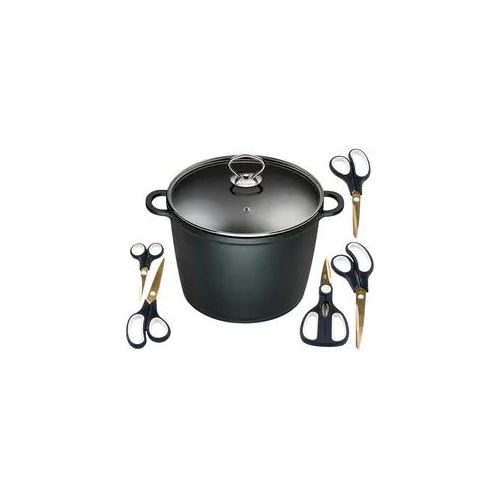 Suppentopf KING, schwarz, B:26cm H:18cm L:33cm Ø:24cm, Töpfe, Suppentopf, Kochtopf 7LØ24cm +Glasdeckel, Induktion, Keramikbeschichtung