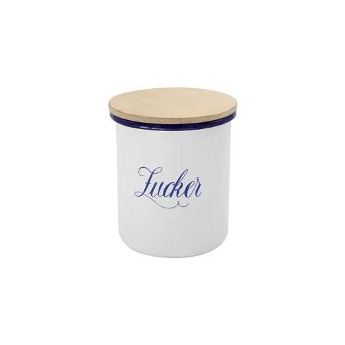 Zuckerdose KRÜGER "Husum", weiß, H:15,5cm, Lebensmittelaufbewahrungsbehälter, Zuckerdose, mit Holzdeckel