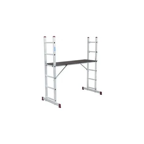 Arbeitsgerüst KRAUSE "CORDA", silber (silberfarben), B:78cm H:168cm, Aluminium, Holz, Gerüste, Leitergerüst mit 4in1-Funktion