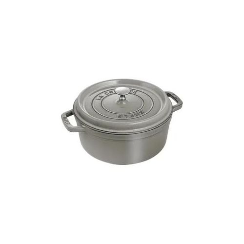 Bräter STAUB "Cocotte", grau (graphit, grau), H:18,2cm Ø:28cm, Töpfe, robust, langlebig, perfekte Hitzeverteilung, Aromaregen-Deckel
