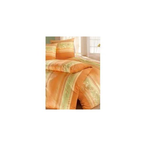 Bettwäsche BIERBAUM Gr. 2, orange (melba), B/L: 155cm x 200cm, Feinbiber, B/L: 80cm x 80cm, 4 Stk., Feinbiber, 100% Baumwolle, Bettwäsche, Bettwäsche