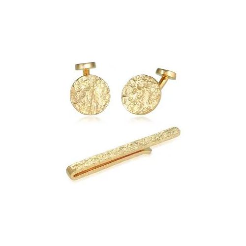 Krawattennadel Set KUZZOI "Manschettenknöpfe Krawattennadel Struktur Silber", gold, Krawattennadeln, Herren, Silber 925 (Sterlingsilber)